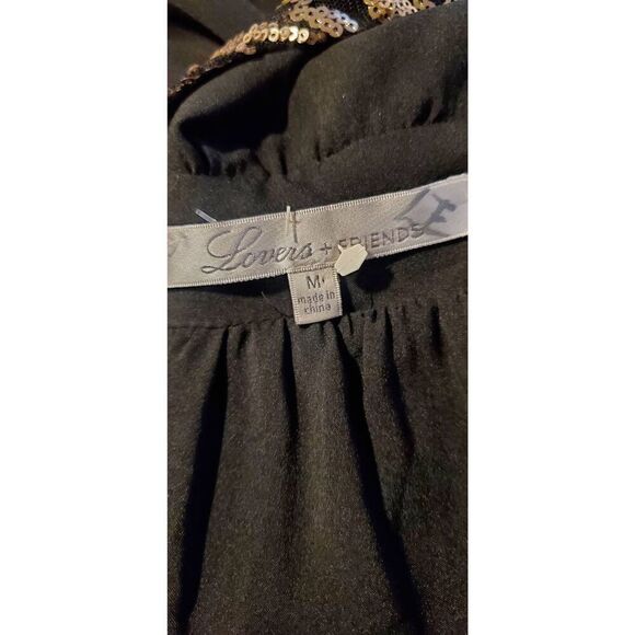 Lovers + Friends Good As Gold Black & Gold Sequin Open Back Maxi Dress Women’s M - Picture 14 of 16